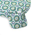 Patterned Nursing pillow cover with circular designs on a white background