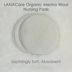 LANACare Organic Merino Wool Nursing Pads on a light gray background