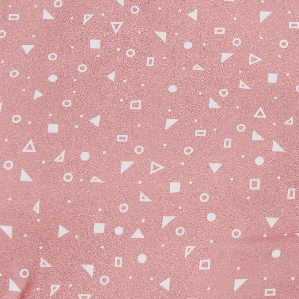 Pink fabric with white geometric pattern