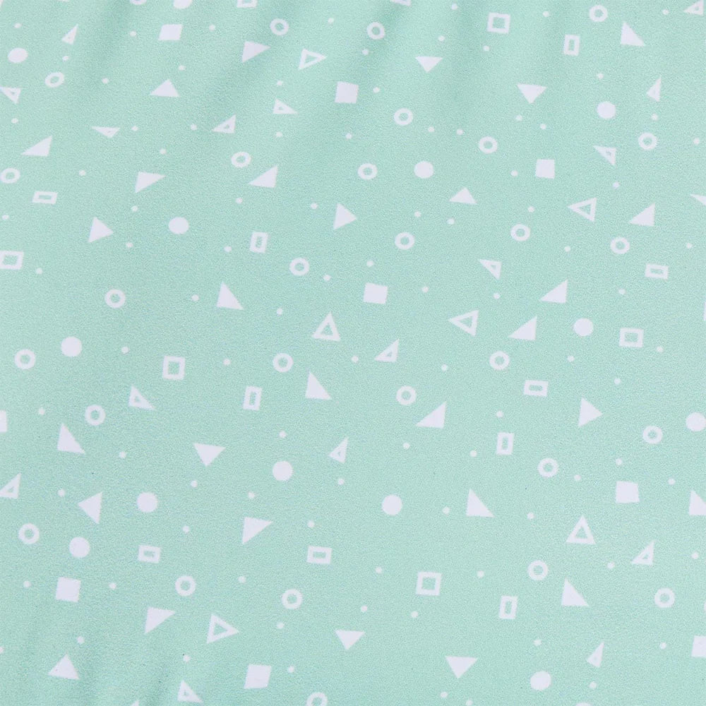 Pattern of white geometric shapes on a light blue background