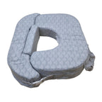 My Brest Friend Twin Plus nursing pillow in a grey geometric fan pattern with a wide, double-cushion design for tandem breastfeeding twins