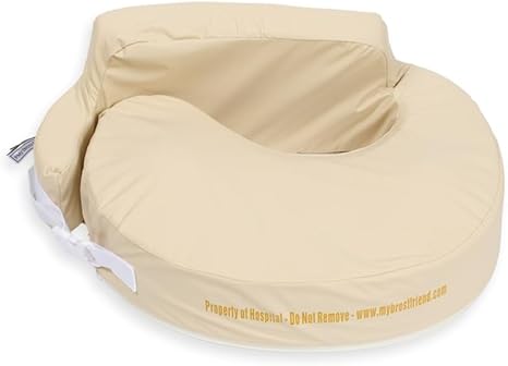 My Brest Friend Professional nursing pillow in beige with a wipeable hospital-grade cover, adjustable waist strap, and flat backrest cushion.